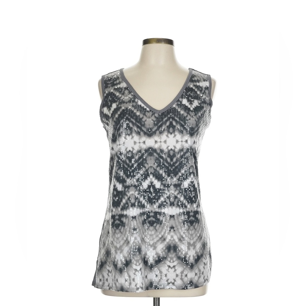 Ashley Stewart Gray Patterned Sleeveless Top